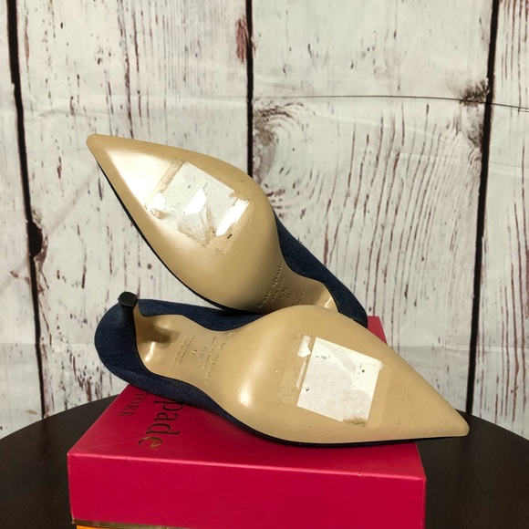 KATE SPADE NEW YORK LICORICE Blue Jeans Stilleto pumps 6.5 new in box - Picture 11 of 17